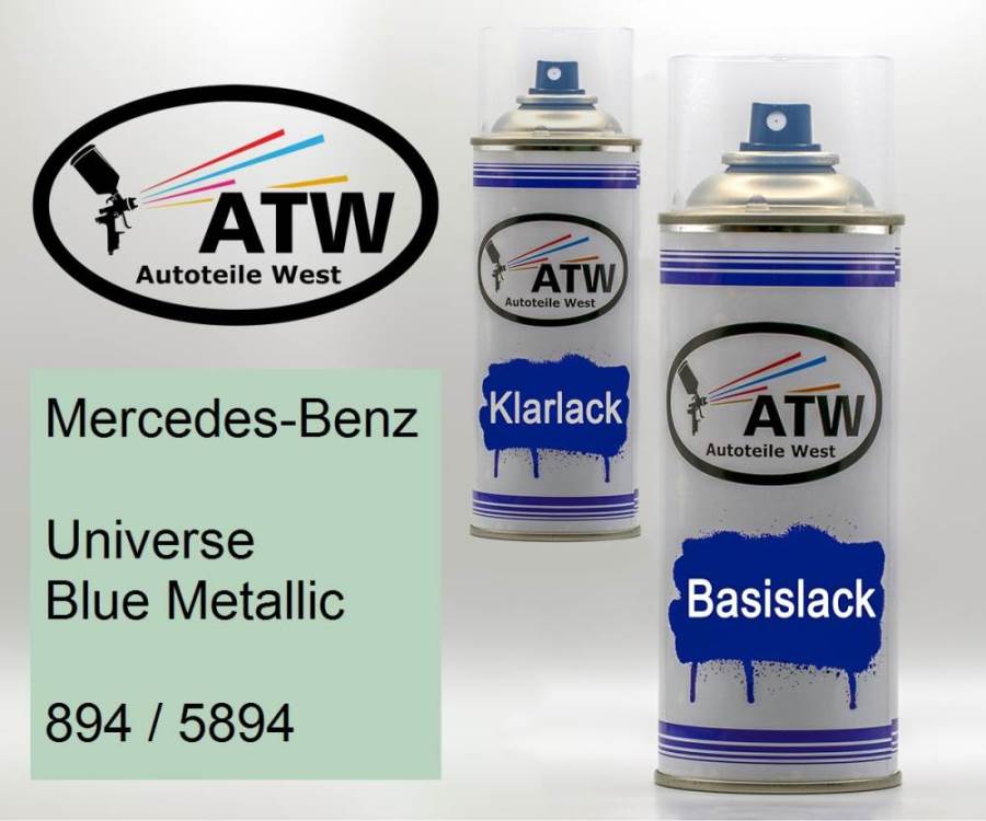 Mercedes-Benz, Universe Blue Metallic, 894 / 5894: 400ml Sprühdose + 400ml Klarlack - Set, von ATW Autoteile West.